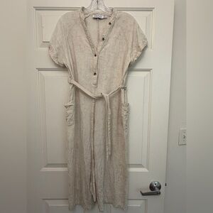 Petal & Pup ARCHIE JUMPSUIT in Oat Cream Beige Tie Waist